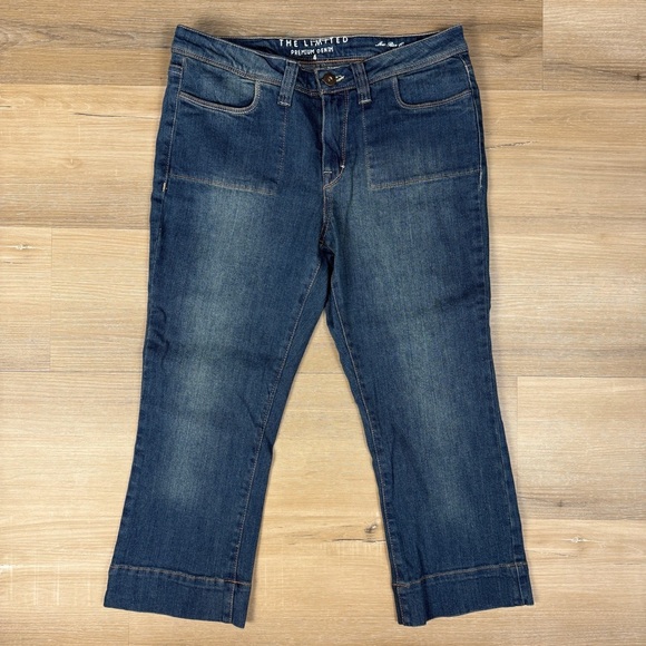 NWOT The Limited Dark Blue Faded Denim Capris, Size 4 - Picture 1 of 6